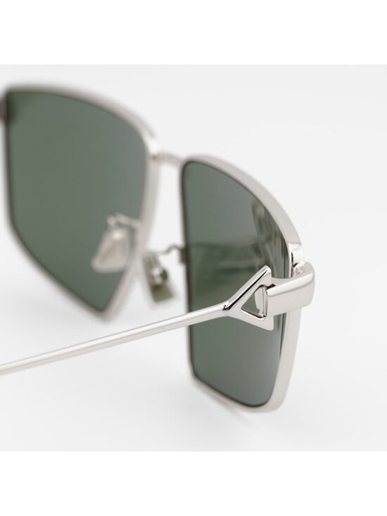 Bottega Veneta BV1223S 003 Sunglasses Silver Geometric Frame, Green Lenses main image 10